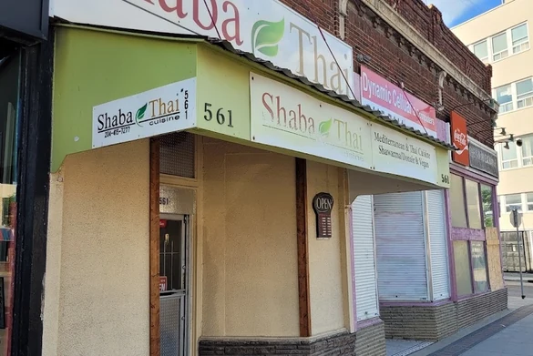 Shaba Thai Cuisine storefront on Portage Avenue in downtown Winnipeg